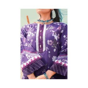 3-Piece Unstitched Mauve Purple Lawn with Chiffon Dupatta | Mayaar
