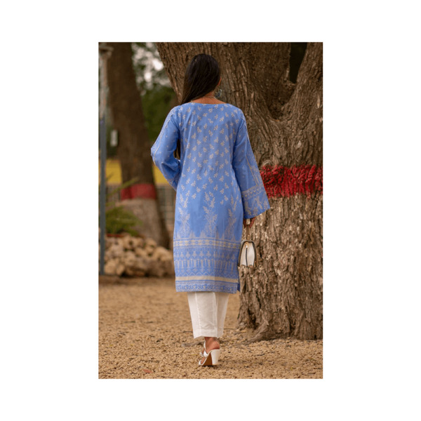 1-Piece Chet Wode Blue Printed & Embroidered Unstitched Lawn Kurti | Mayaar