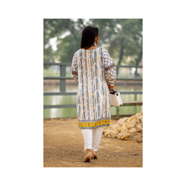 Pearl White | 1-piece Embroidered Unstitched Lawn Kurti | Mayaar