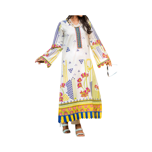 Daisy White | 1-piece Embroidered Unstitched Lawn Kurti | Mayaar