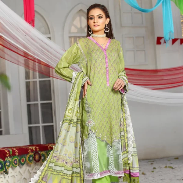 Bonita – Mehtab Collection - 3-Piece Summer Digital Printed Green Lawn Suit | Mayaar