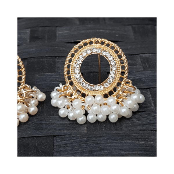 Women’s Earrings - White Gajra Golden Earrings | Women Jewelry | Mayaar