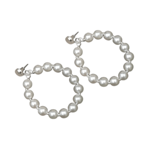 Women’s Earrings - White Pearl Hoop Earrings | Women Jewelry | Mayaar