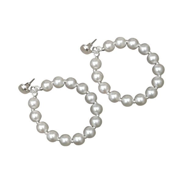 Women’s Earrings - White Pearl Hoop Earrings | Women Jewelry | Mayaar
