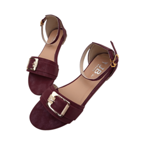 Maroon Buckle Flat Sandal For Ladies - Casual Flat Sandal For Women – Ladies | Mayaar