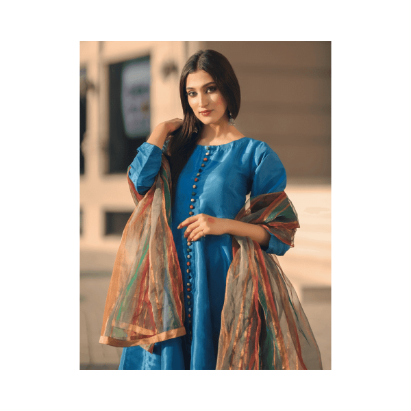 Raaspret – Pret Wear – Ready to Wear Sparkle Blue Peshwas Gown | Mayaar