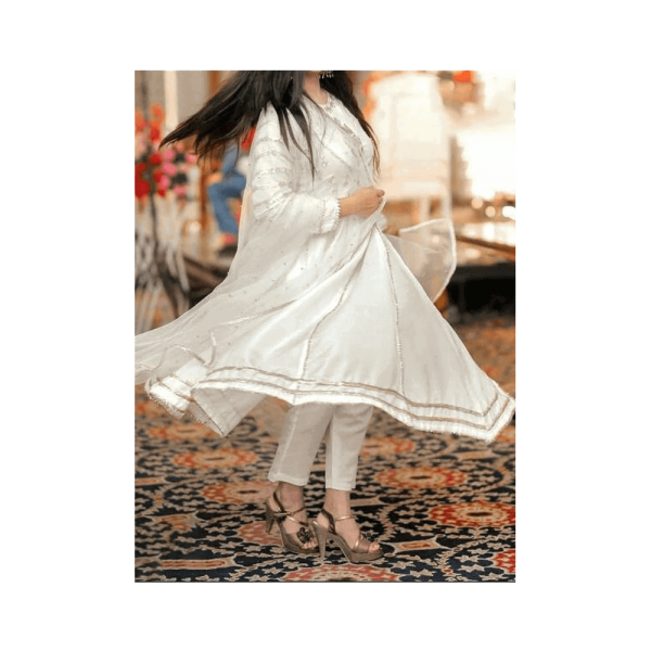 Off White Silk Pishwas - Buy Embroidered Pakistani Peshwas Online | Mayaar