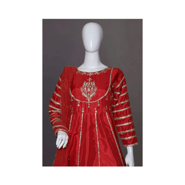 Red Silk Pishwas - Buy Embroidered Pakistani Peshwas Online | Mayaar