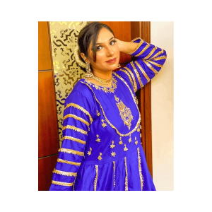 Royal Blue Silk Pishwas - Buy Embroidered Pakistani Peshwas Online | Mayaar