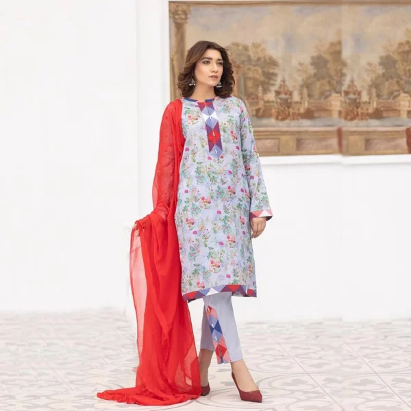 Alexis Printed Lawn Suit – Gray | Sparkles Lawn | 3-Piece Stitched Lawn Suit | Mayaar