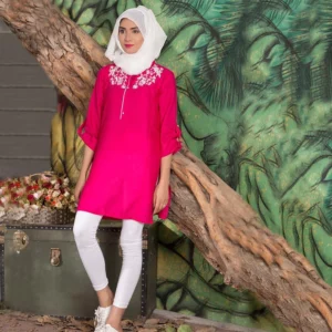 Embroidered Stitched Shirt - Bright Pink – Buy Pret Wear Online | Mayaar