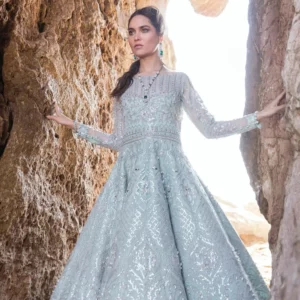 Martha Ice Blue Dress - Unstitched Fancy Party Wear – Buy Reign Wedding Wear | Mayaar