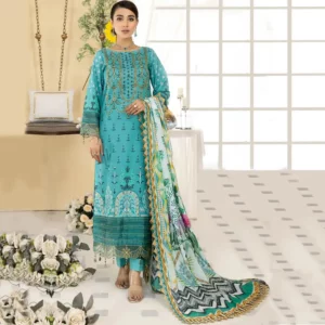 Mirha By Reign - Teal Blue - 3-Piece Printed Lawn - Unstitched Lawn with Dupatta | Mayaar