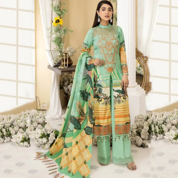 Mirha By Reign - Pistachio Green - 3-Piece Printed Unstitched Lawn with Dupatta | Mayaar