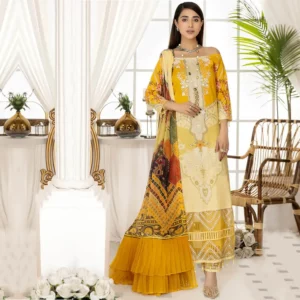 Mirha By Reign - Honey Yellow - 3-Piece Printed Unstitched Lawn with Dupatta | Mayaar