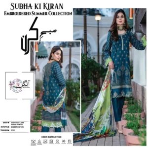 Angan - Persian, Blue-Unstitched Lawn 3 Piece Printed & Embroidered Suit | Mayaar