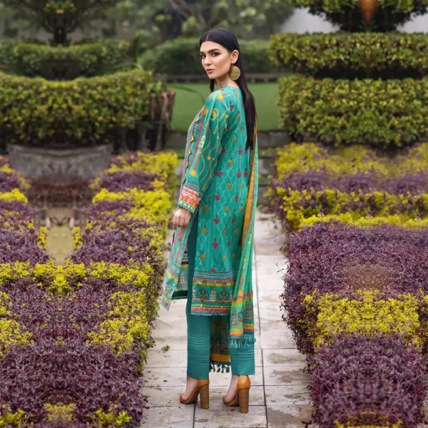 Ayrah – Green Embroidered Lawn - 3 Piece Unstitched – Chiffon Dupatta | Mayaar