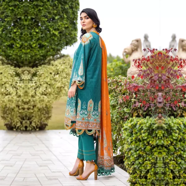 Ayrah – Blue Printed Lawn - 3 Piece Unstitched - Shirt Trouser | Chiffon Dupatta | Mayaar