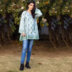 Ayrah – Blue Printed Lawn Shirt - 1 Piece Unstitched - Lawn Kurti | Mayaar