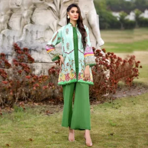 Ayrah – Green Printed Lawn Gown - 1 Piece Unstitched - Lawn Kurti | Mayaar