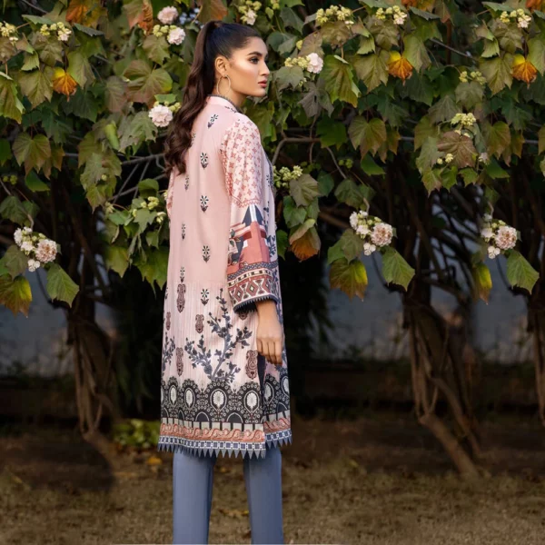 Ayrah – Pink Printed Lawn Gown - 1 Piece Unstitched - Lawn Kurti | Mayaar