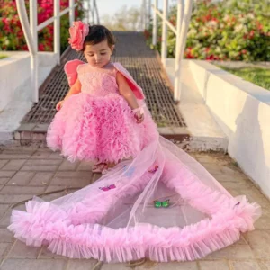 Bloon | Luxury Stitched Long Tail Kids Frock | Butterfly Wings with Tail Dress | Mayaar