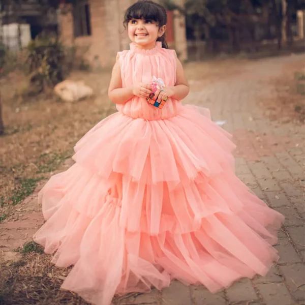 Bloon - Luxury Stitched Long Frock Dress for Girls | Peachy Dream Kids Dress | Mayaar