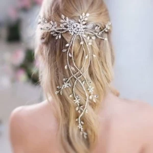 Hair Adornments- Bun Hair Style | Bridal Long Pearl Hair Embellishment | Mayaar