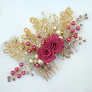 Glam Accessories - Decorative Comb Pin (Red & White) | Side Comb Hair Pin | Mayaar