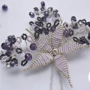 Glam Accessories - Decorative Floral Bun Pin (Purple) | Hair Adornments | Mayaar