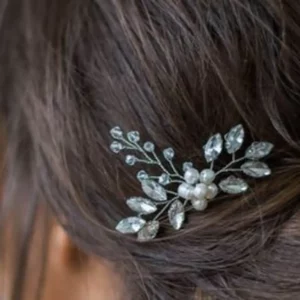 Hair Adornments- Bun Hair Style | Leaf Rhinestones Comb Pin Embellishment | Mayaar