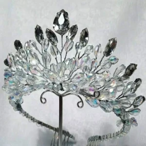 Silver and Black Crystal Crown Embellishment | Hair Adornments | Mayaar