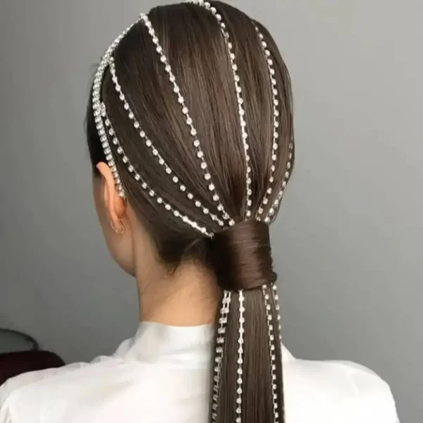 Glam Accessories | Pearls Long Head Band Hair Embellishment | Hair Adornment | Mayaar