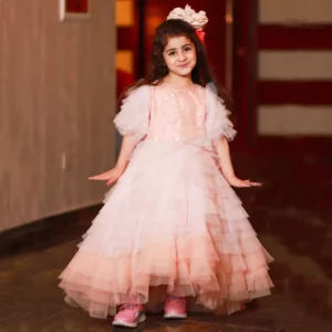 Bloon | Luxury Stitched Long Kids Frock | Multi-shaded Princess Long Dress | Mayaar