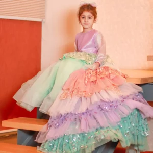 Bloon | Luxury Stitched Long Tail Kids Frock | Unicorn Tail Kids Dress | Mayaar