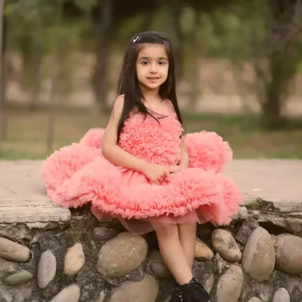 Bloon - Luxury Stitched Frock Dress for Kids | Rose Peach Frock Dress | Mayaar