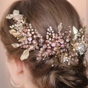 Glam Accessories - Silver & Pink Crystal Embellished Headpiece | Mayaar