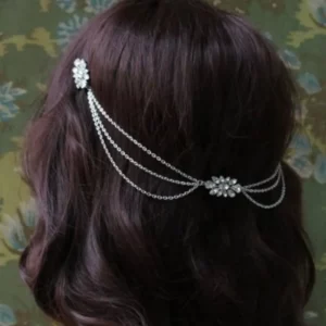 Glass Accessories - Hair Adornments | Flower Laced Embellished Headpiece | Mayaar