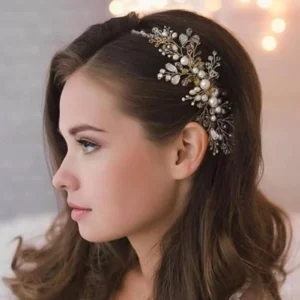 Hair Adornments- Style Hair Style | Pearl & Crystals Side Piece Embellishment | Mayaar