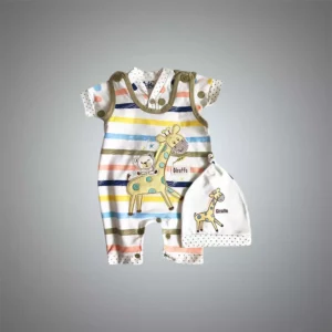 Tods N Teens – Baby Giraffe Romper Set - Baby Dungaree & Beanie Cap | Jumpsuit | Mayaar
