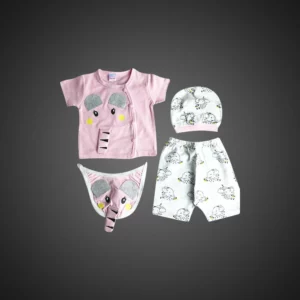 Tods N Teens – Summer Elephant Baby Dress - Baby Clothing Set with Bib | Mayaar