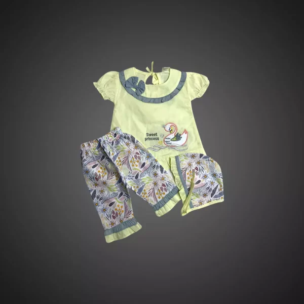 Tods N Teens – Summer Swan Dress – Baby Girl Clothing Set - Dress with Trouser | Mayaar