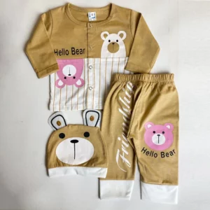 Hello Bear Dress - 3 Pcs | Shop Baby Clothes Online | Baby Clothing | Mayaar