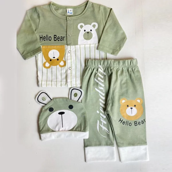 Hello Bear Dress - 3 Pcs | Shop Baby Clothes Online | Baby Clothing | Mayaar
